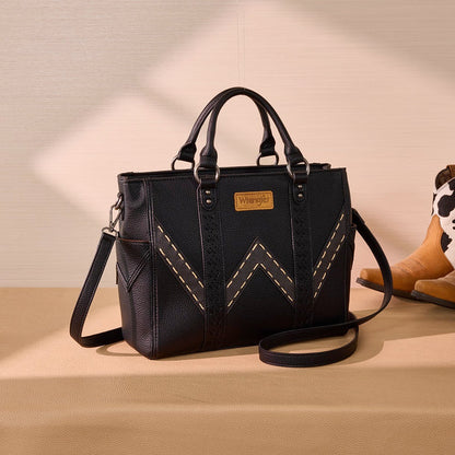 Sac fourre-tout Wrangler Western Stitch & Chevron embossé - Noir