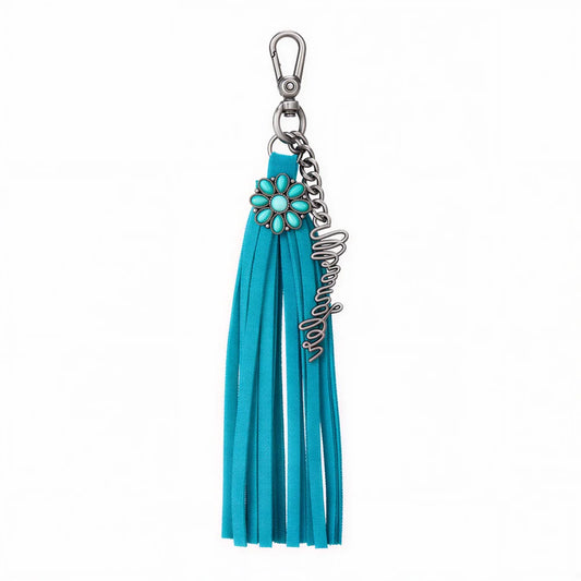 Porte-bonheur Wrangler en daim turquoise à franges - turquoise