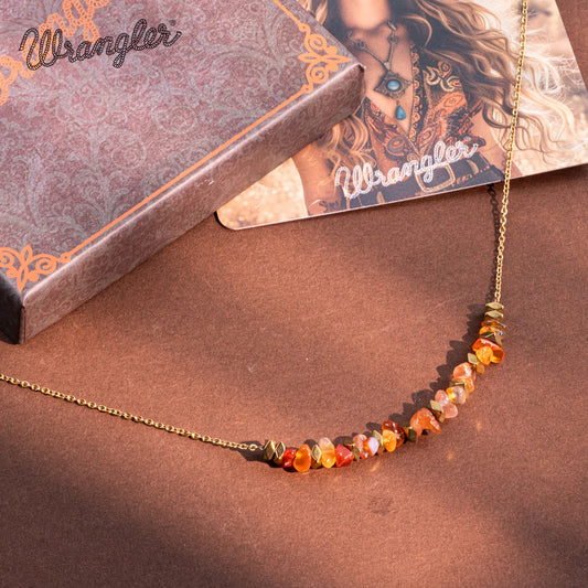 Wrangler collier en pierre naturelle en or 14K - Rose