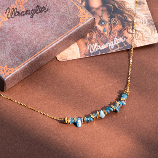collier collier à perles en pierre naturelle en or 14K Wrangler - turquoise