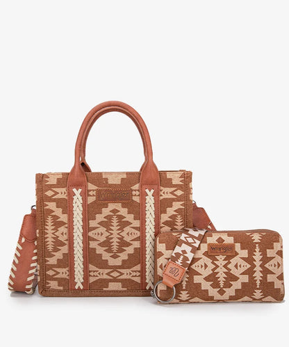 Wrangler  fourre-sac/bandoulière et portefeuille imprimé Southwestern - Marron