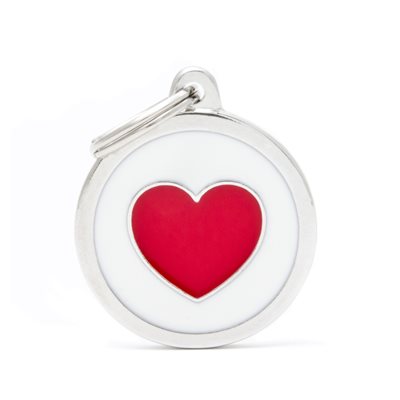 Medaille White Circle Red Heart