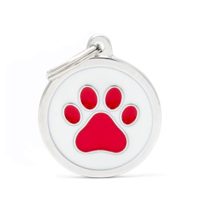 Medaille White Circle Red Paw