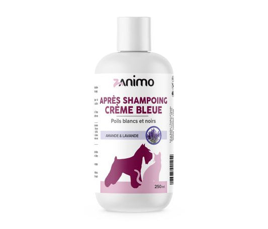 Zanimo Après-shampoing Bleu, Pour Poils Blancs Et Noirs,- Amande & Lavande 125ml