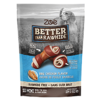 Os Better than Rawhide Zoë, mini, poulet barbecue, 234 g (8,2 oz), paquet de 10