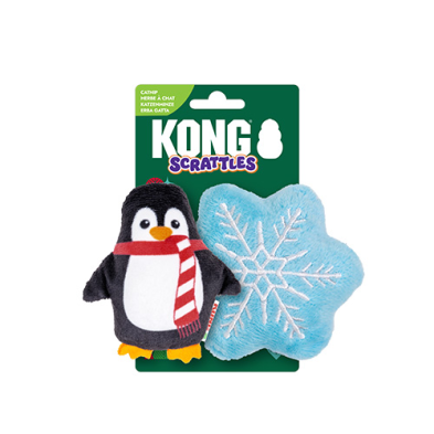 Kong® HOLIDAY Scrattles Jouet pour chat Pingouin et Flocon de neige (2 pièces)