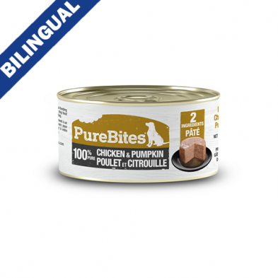 Purebites® Chien conserve 100% Pure Poulet et Citrouille 2.5oz