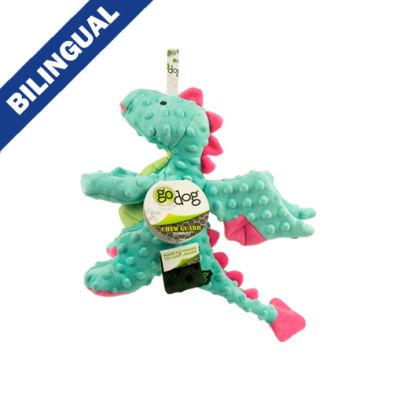Jouet pour chien goDog® Dragons™ – Grand dragon vert amande avec pouic