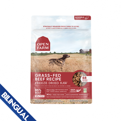 Open Farm® Recette Lyophilisée à Base de boeuf cru nourri à l'herbe pour chiens 3,5 oz