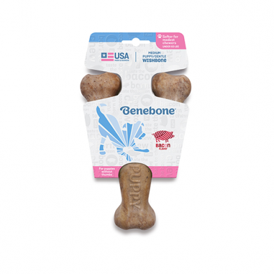 Benebone® pour chiot – Os à mâcher en forme de souhait – Saveur bacon – Taille moyenne