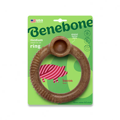 Jouet pour chien Benebone® Anneau – Saveur bacon – Taille moyenne
