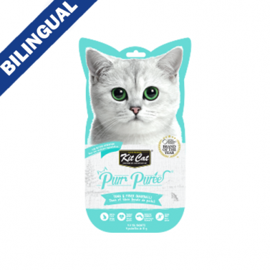 Kit Cat® Purr Purées® Gâterie pour chat Thon & Fibre (Boule de poils) 4 x 15g