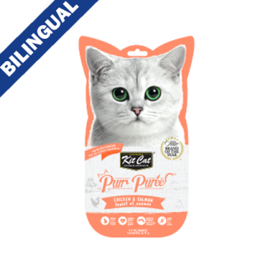 Kit Cat® Purr Purées® Gâterie pour Chat Poulet & Saumon 4 X 15Gm