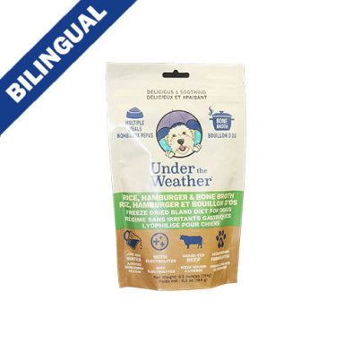 Under the Weather® Riz, Hamburher et patate douce régime sans irritants gastriques lyophilisé pour chiens, 6-oz