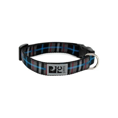 Rc Pets Clip Collar Xs 5/8 Black Twill Plaid