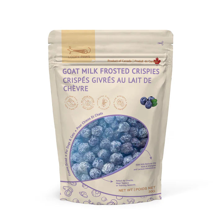 Croustillants glacés au lait de chèvre et aux myrtilles