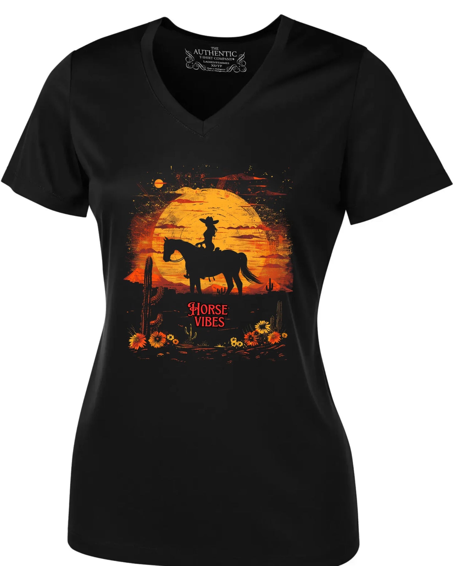 Horse Vibes V-neck Desert Noir Pour Femme