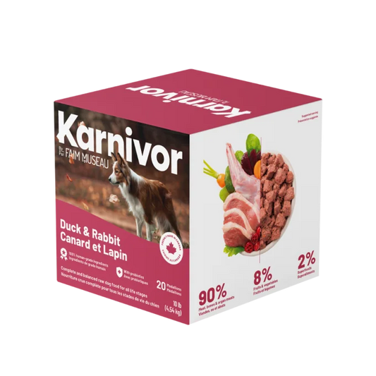 Aliment cru Karnivor pour chiens - Canard et Lapin