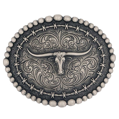 Montana Silversmiths - Boucle rustique en fil barbelé Longhorn
