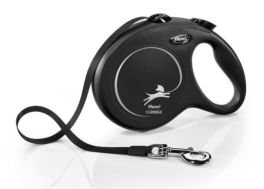 Flexi Laisse Classic à ruban noire, taille Grande, 5 mètres