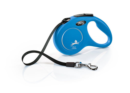 Flexi Classic Laisse Rétractable Classique ruban bleu Petite 5Mètre
