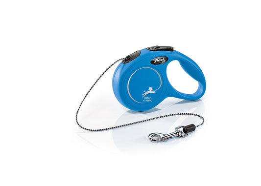 Flexi Laisse Rétractable Classic Corde Bleu Très Petit 3mètre