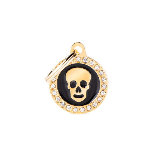 Medaille Black Circle Glam Skull Gold