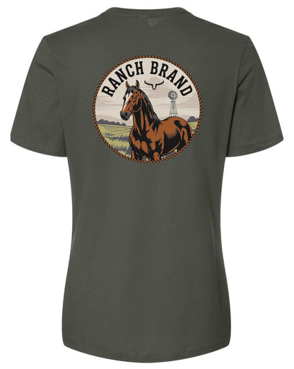 Ranch Brand T-Shirt Femme Horse 7 Army