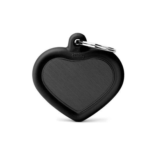Medaile Hush Tag Coeur Noir Rubber Noir