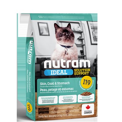 Nutram Ideal (I19) Chat Peau, Pelage Et Estomac Sensible 4.4Lbs