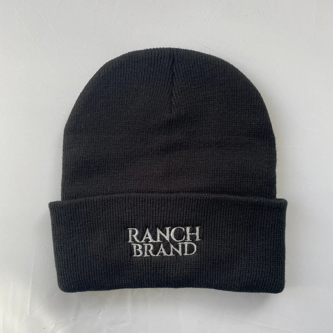 Ranch Brand Tuque Beanie Noir & Rabat Noir Logo Silver