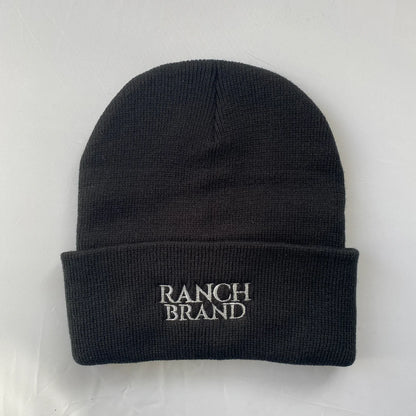 Ranch Brand Tuque Beanie Noir & Rabat Noir Logo Silver