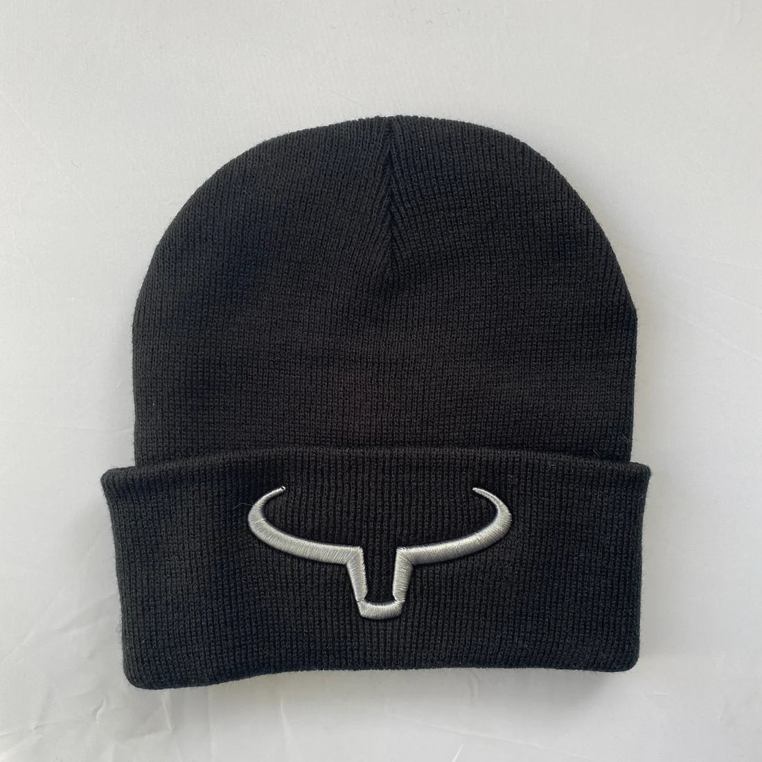 Ranch Brand Tuque Beanie Noir & Rabat Noir Logo Silver