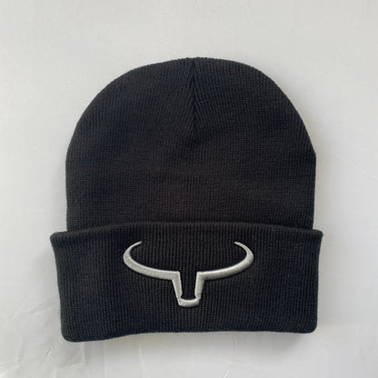 Ranch Brand Tuque Beanie Noir & Rabat Noir Logo Silver