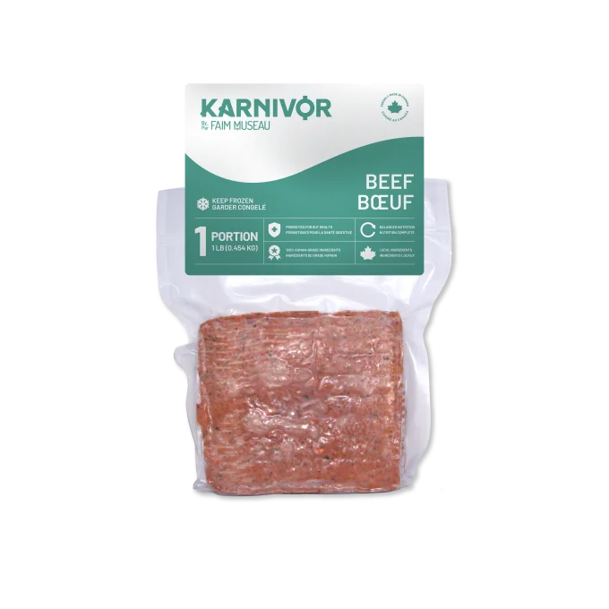 Karnivor Nourriture crue pour chien - Bœuf, Échantillon 1lb