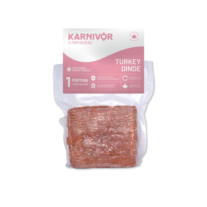 Karnivor Nourriture crue  pour chien - Dinde, Échantillon 1lb