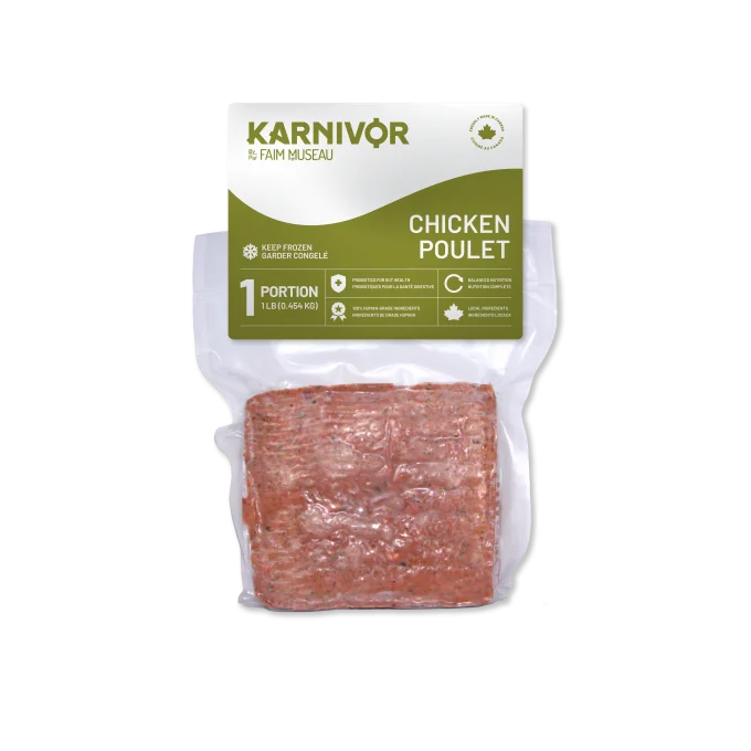 Karnivor Nourriture crue  pour chien - Poulet, Échantillon 1lb