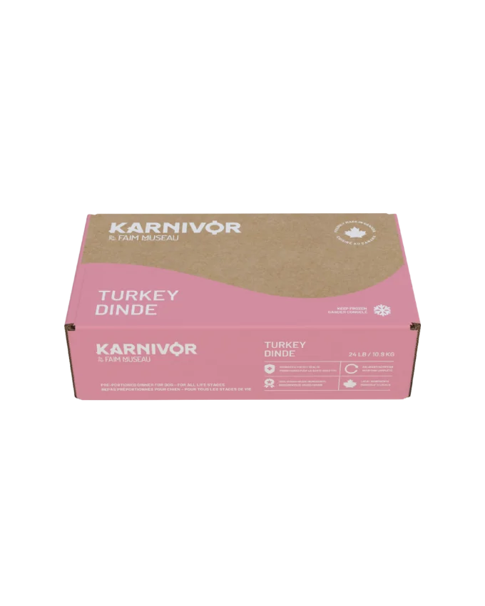 Karnivor Nourriture crue pour chien - Dinde, Boîte 24Lbs