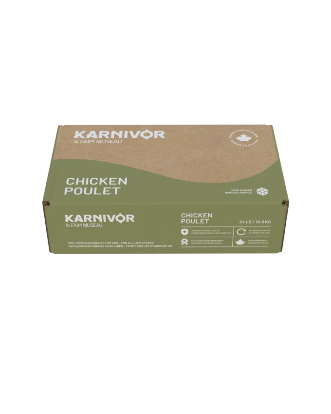 Karnivor Nourriture crue pour chien - Poulet, Boîte 24Lbs