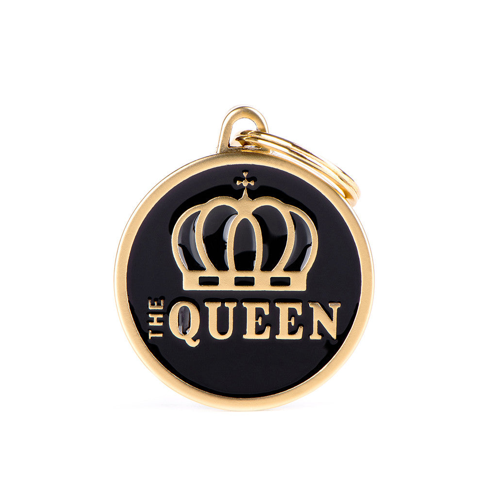 Médaille Charms "The Queen" Grand Noir Satiné