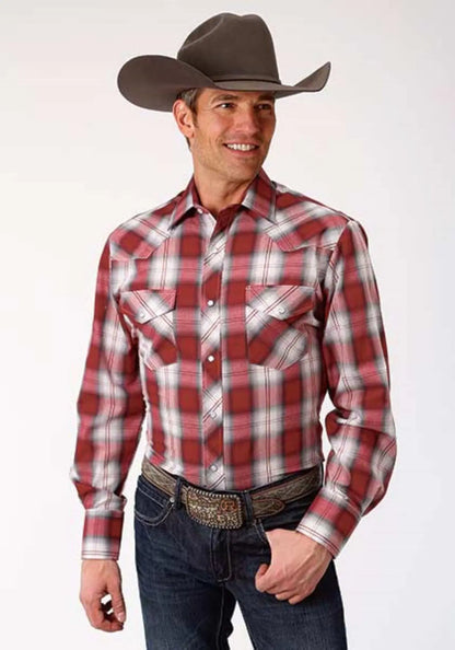 Roper Chemise western homme à carreaux à manches longues avec boutons-pression