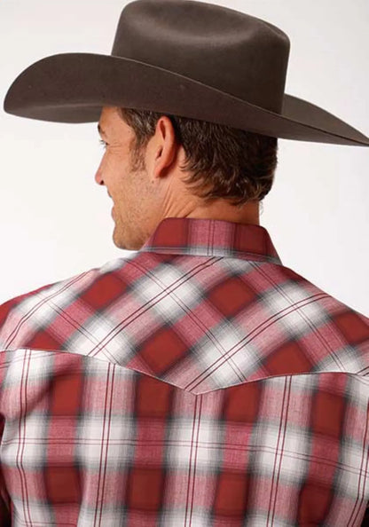 Roper Chemise western homme à carreaux à manches longues avec boutons-pression