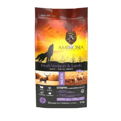 Ambrosia Nourriture sèche chien Agneau et venaison Sans grains 2Kg