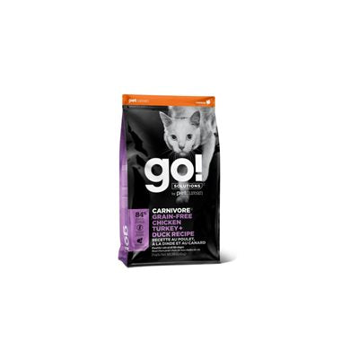 Go! Chat Carnivore Sans Grain Poulet,Dinde+Canard 8Lbs