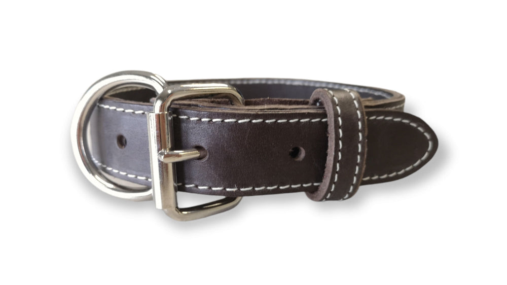 Collier de Cuir Latigo Double Brun 1'' 1/4'' X 26''