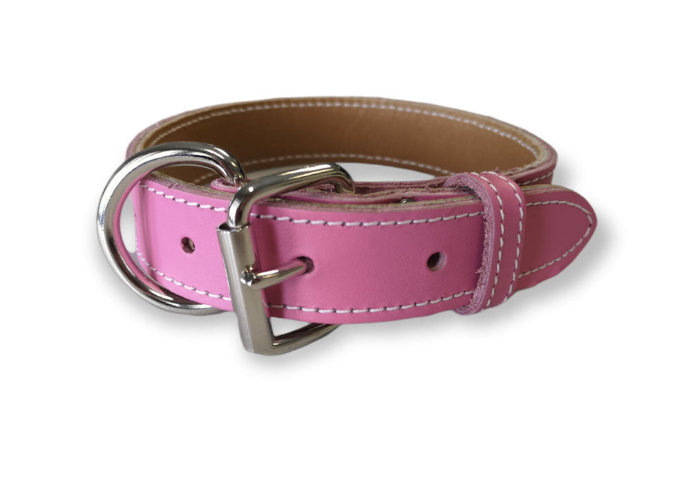 Latigo Collier de cuir double 1 1/4'' x 26'' rose