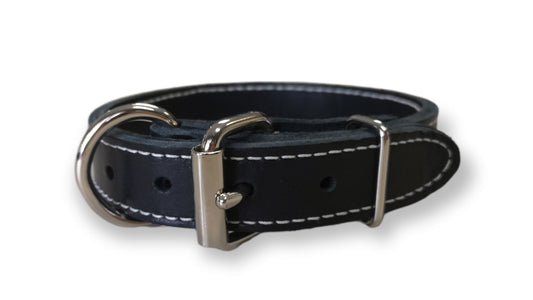Collier Cuir Latigo Double Noir 1 1/2 X 28''