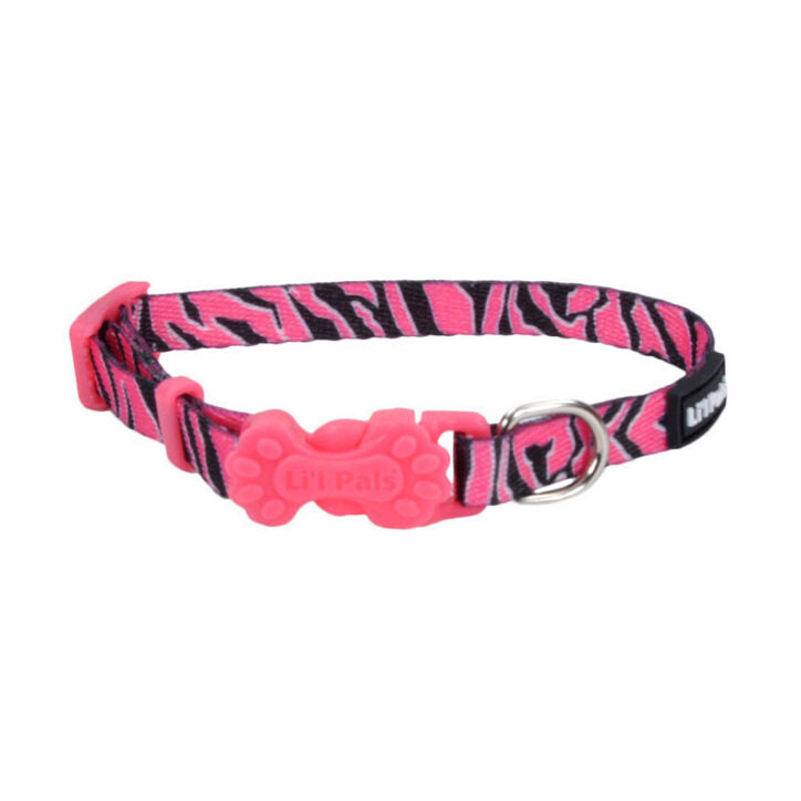 Collier ajustable pour chien 3/8''x 6-8'' Zébre et Rose