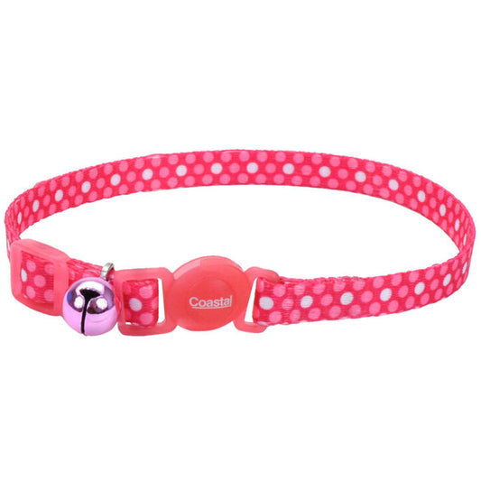Coastal Safe Cat Collier Ajustustable 3/8 X 8-12'' pois roses