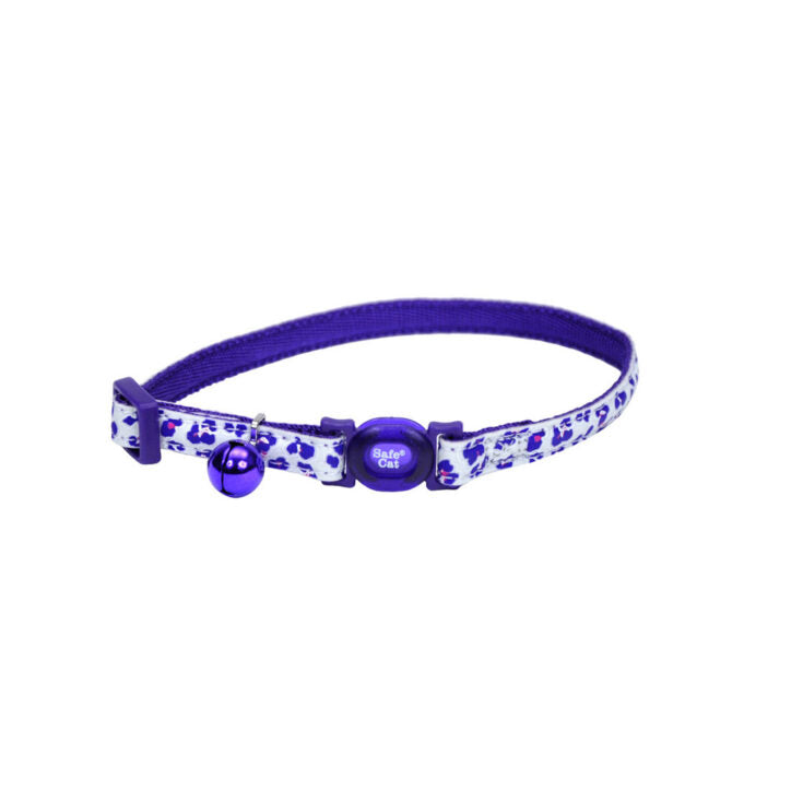 Safe Cat collier ajustable qui brille dans le noir 3/8 '' x 8-12'' Mauve brillant et Léopard